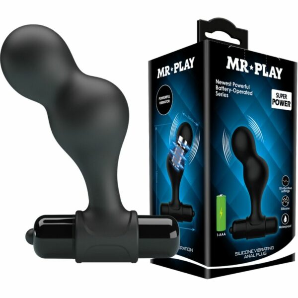 Plug anal vibrant 10 vitesses en silicone noir - MR PLAY