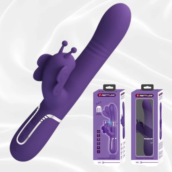 Vibromasseur Rabbit 4 en 1 papillon violet - PRETTY LOVE