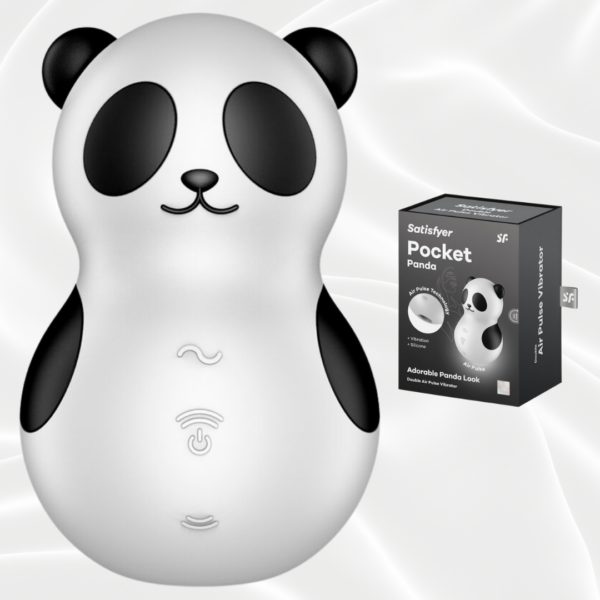 Estimulador de clítoris Pocket Panda blanco y negro - SATISFYER