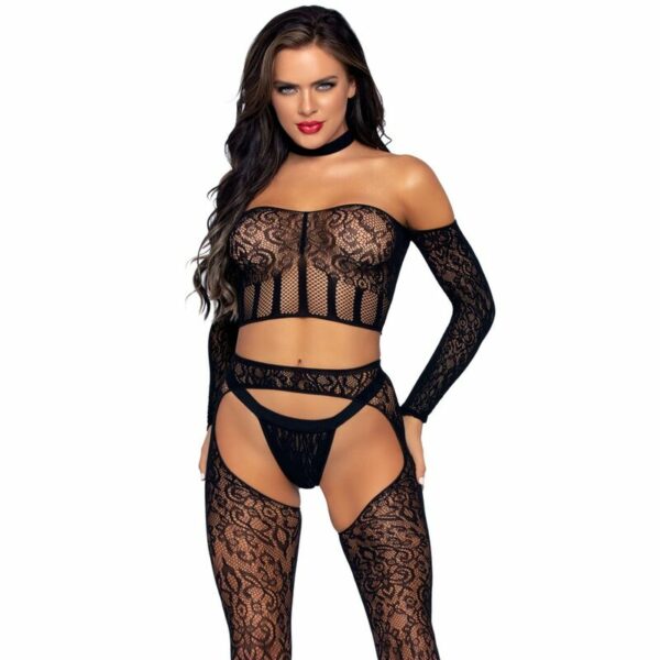 Ensemble 3 pièces noir sexy taille unique – LEG AVENUE