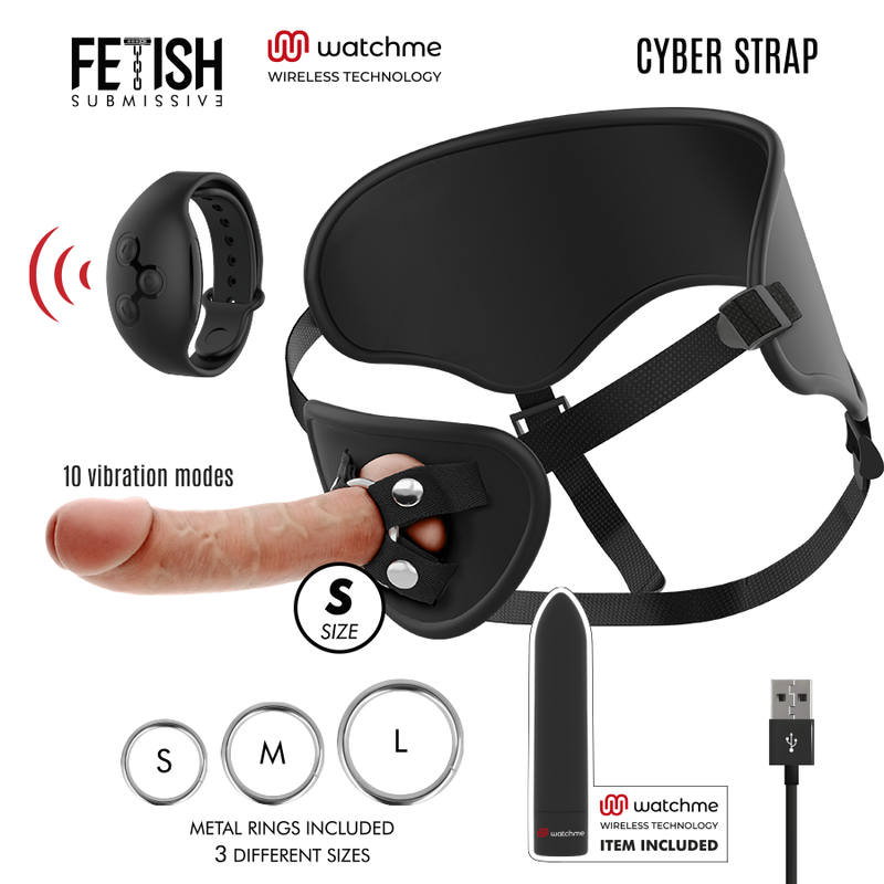 FETISH SUBMISSIVE CYBER STRAP – HARNAIS AVEC GODE ET TÉLÉCOMMANDE BULLET TECHNOLOGIE WATCHME S