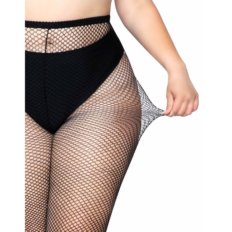 Collants noir résille grande taille unique – LEG AVENUE