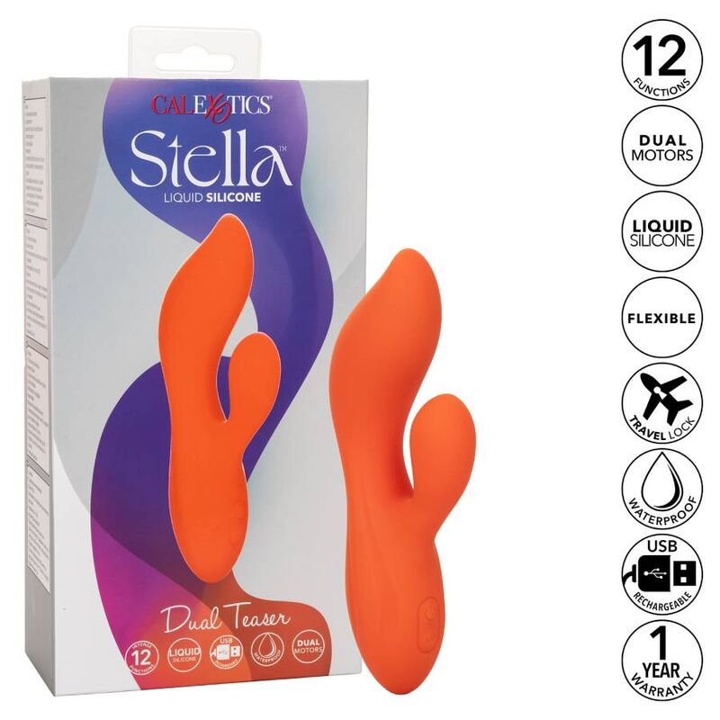 Vibromasseur Point G Stella double plaisir orange – CALIFORNIA EXOTICS