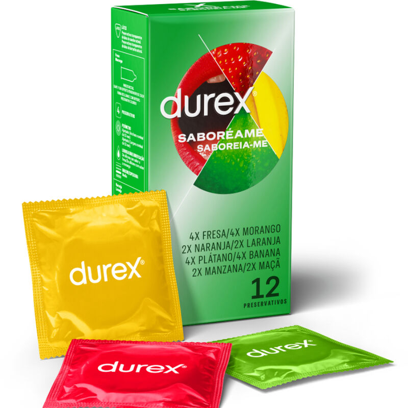 Préservatifs aux 4 saveurs fraise, banane, orange et pomme en boite de 12 - DUREX