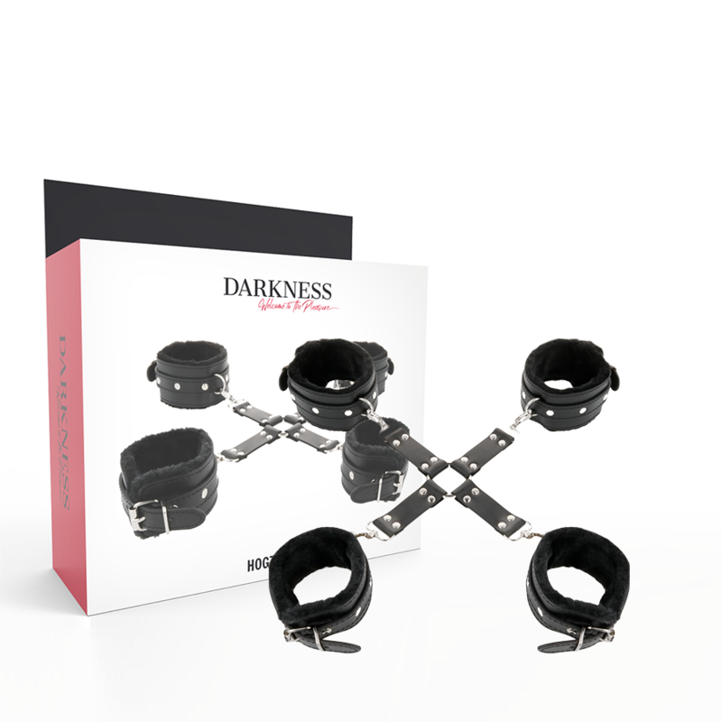 DARKNESS – MENOTTES EN CUIR POUR PIEDS ET MAINS NOIR