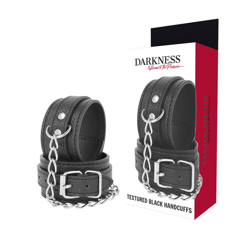 DARKNESS – MENOTTES EN CUIR TEXTURÉ NOIR