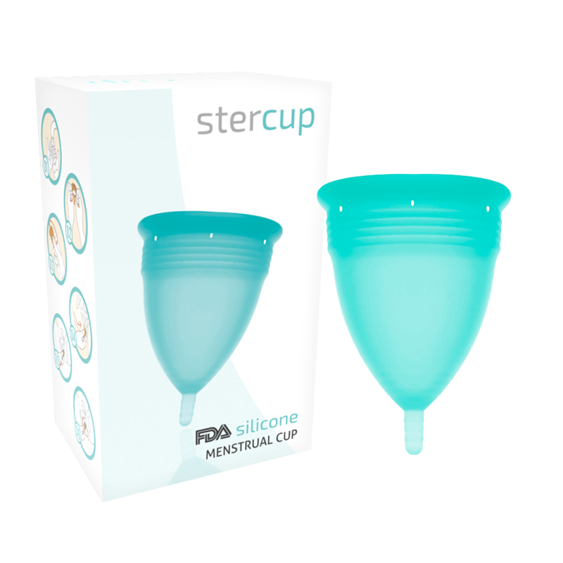 COUPE MENSTRUELLE STERCUP TAILLE L AQUAMARINE COULEUR FDA SILICONE