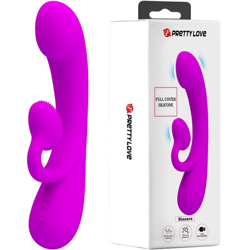 Vibromasseur Rabbit Sincere avec stimulateur clitoris couleur pourpre – PRETTY LOVE