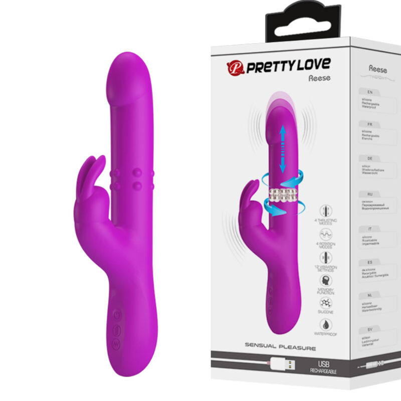 Vibromasseur Rabbit Reese à 4 fonctions de rotation violet – PRETTY LOVE