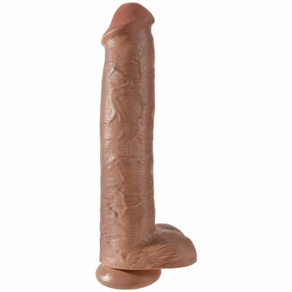 KING COCK – PÉNIS RÉALISTE AVEC BOULES 34,2 CM CARAMEL