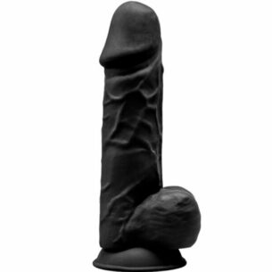 Gode réaliste 21.5 cm modèle 1 noir en silicone - SILEXD