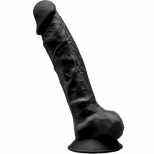 Gode réaliste 23 cm modèle 1 noir en silicone - SILEXD