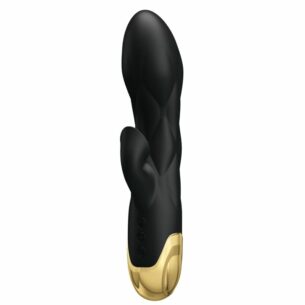 Sextoys Rabbit 7 fonctions de vibration et d'aspiration luxe noir plaqué or - PRETTY LOVE