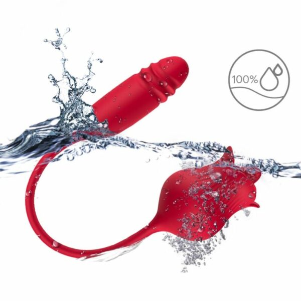 Stimulateur clitoris 10 coups de langue vibrants avec queue Rose rouge - ARMONY