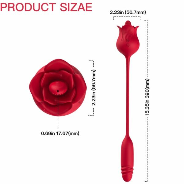 Stimulateur clitoris 10 coups de langue vibrants avec queue Rose rouge - ARMONY