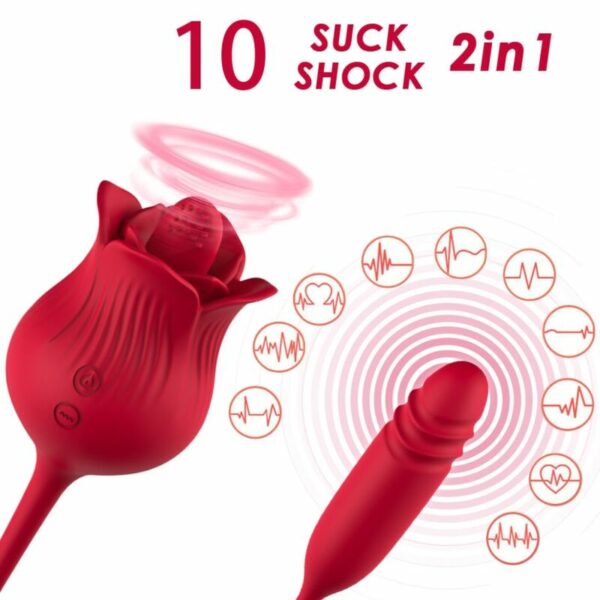 Stimulateur clitoris 10 coups de langue vibrants avec queue Rose rouge - ARMONY