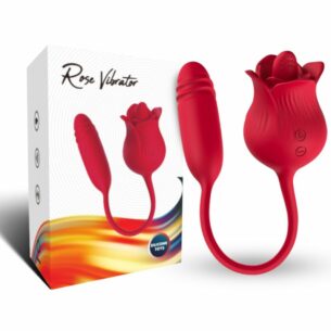 Stimulateur clitoris 10 coups de langue vibrants avec queue Rose rouge - ARMONY