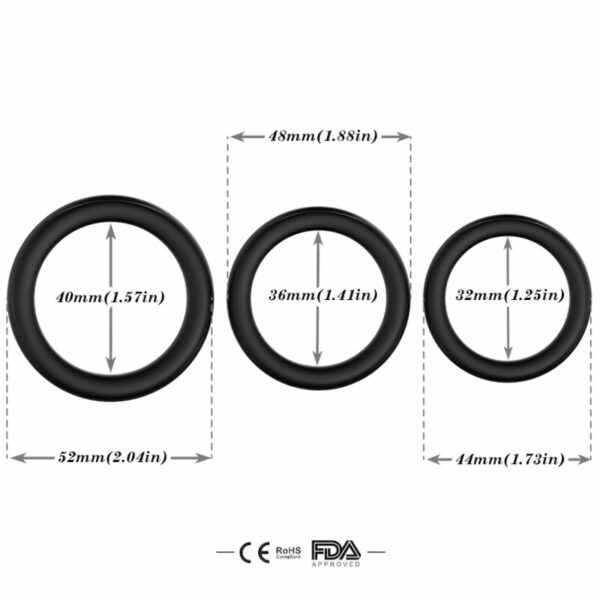 Anneaux pour pénis 3 tailles en silicone lumineux - ARMONY