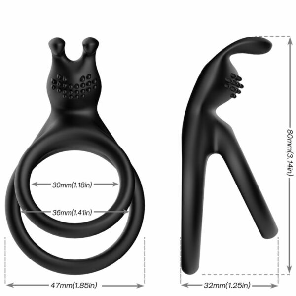 Anneau pour pénis et stimulateur clitoris double Tensy noir – ARMONY