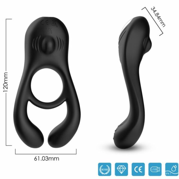 Anneau vibrateur pour couple noir Doble Pinza avec télécommande - ARMONY