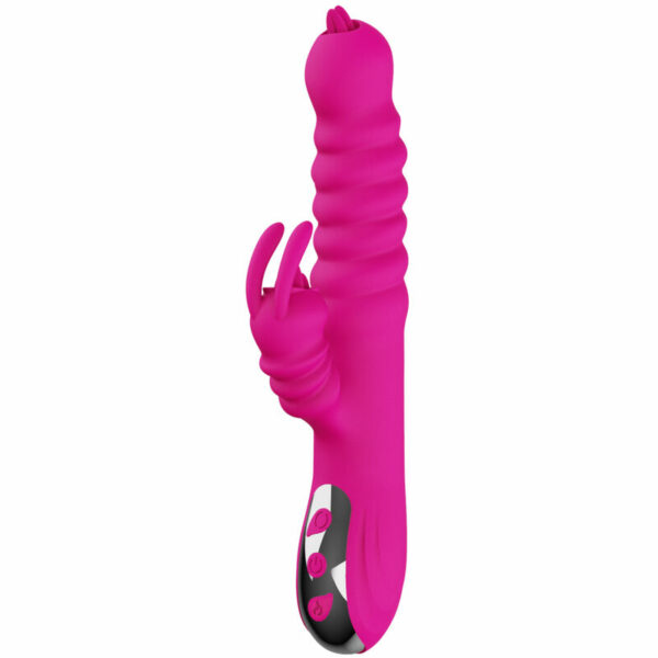 Vibromasseur Rabbit multifonction double langue chauffante fuchsia - ARMONY