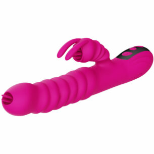 Vibromasseur Rabbit multifonction double langue chauffante fuchsia - ARMONY