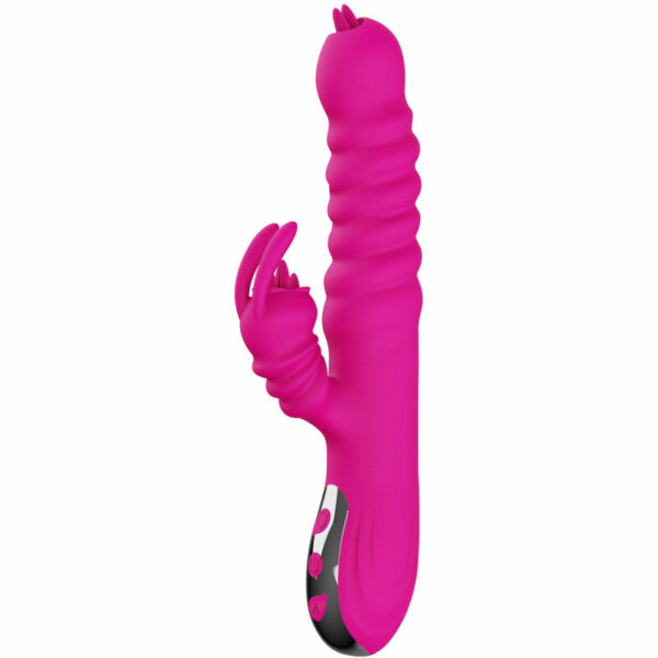 Vibromasseur Rabbit multifonction double langue chauffante fuchsia - ARMONY