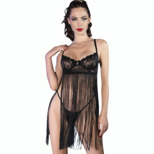 Nuisette noire avec string CR 4496 taille de S à XL – CHILIROSE