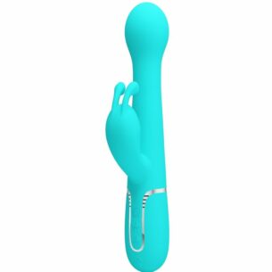 Sextoy Rabbit 3 en 1 multifonction vert aqua - PRETTY LOVE