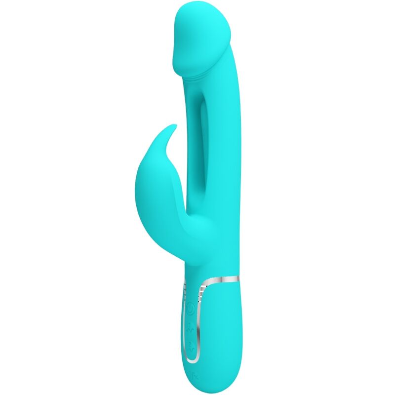 Sextoy Rabbit 3 en 1 multifonction vert aqua - PRETTY LOVE