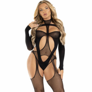 Bodystocking résille noir taille unique - LEG AVENUE