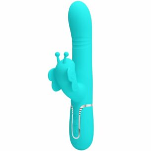 Vibromasseur Rabbit 4 en 1 papillon vert aqua - PRETTY LOVE