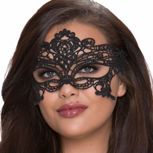 Masque en dentelle noire large - QUEEN LINGERIE