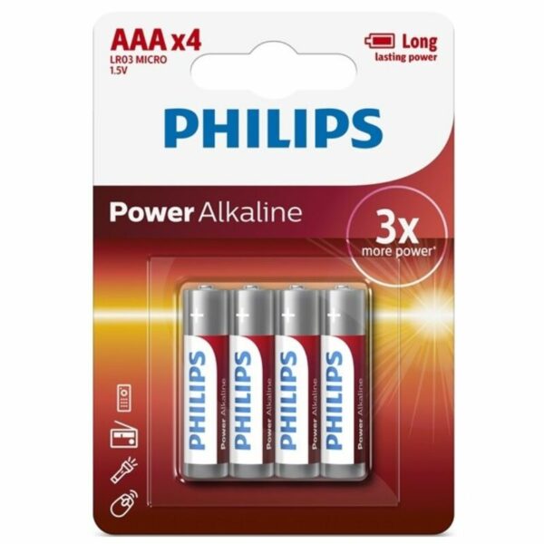 Piles alcaline AAA LR03 x4 - PHILIPS