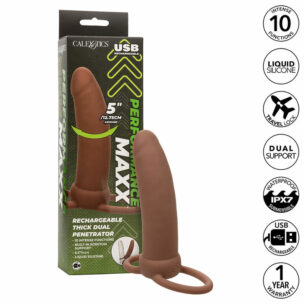 Gode double pénétration pour homme Maxx Thick marron - CALIFORNIA EXOTICS