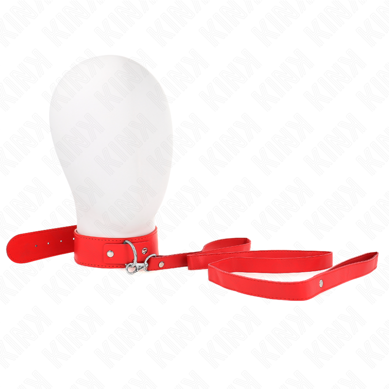 Collier rouge ajustable de 32 à 50 cm avec laisse de 116 cm - KINK