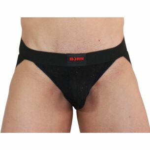 Jockstrap 003 noir brillant taille de S à XL -BURN disponible chez Annarome-sensuel.com