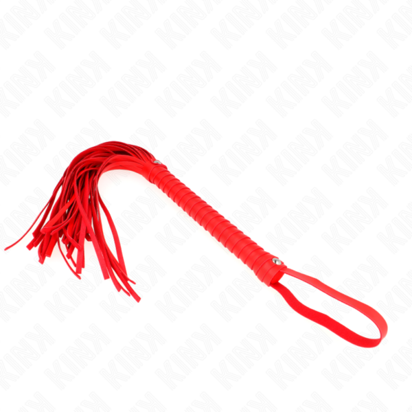 Fouet avec manche texturé rouge 48 cm - KINK