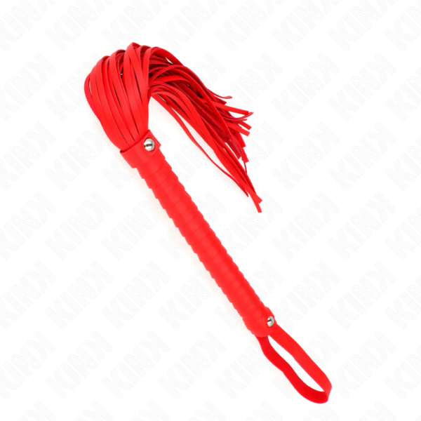 Fouet avec manche texturé rouge 48 cm - KINK