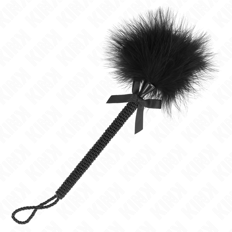 Plumeau en nylon chatouillant et nœud noir 25 cm - KINK