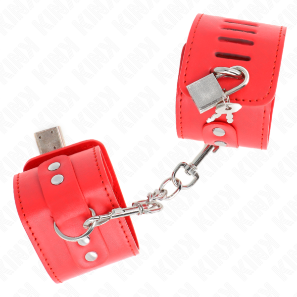 Menottes avec fermeture par cadenas rouge ajustable - KINK