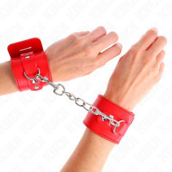 Menottes avec fermeture par cadenas rouge ajustable - KINK