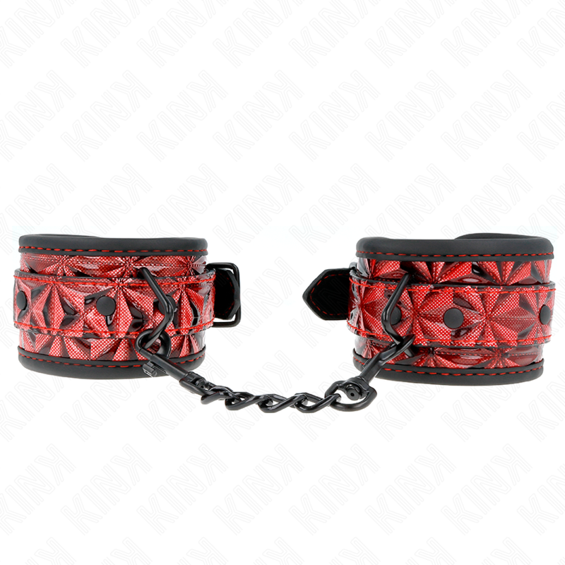 Menottes motif diamant rouge réglables - KINK