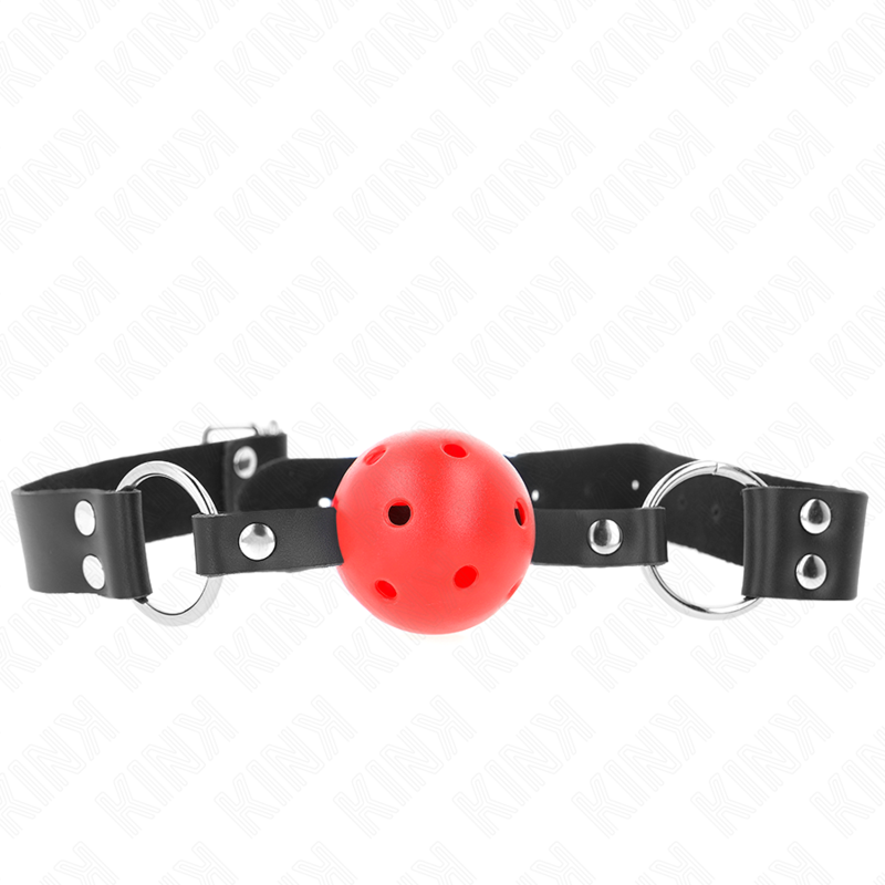 Bâillon avec boule respirante double rivet rouge - KINK