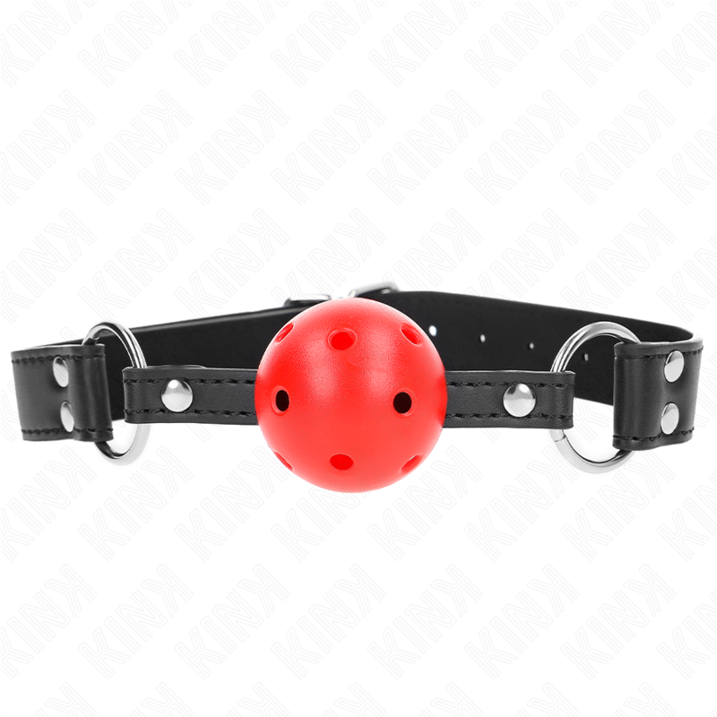 Bâillon avec boule respirante double rivet rouge - KINK