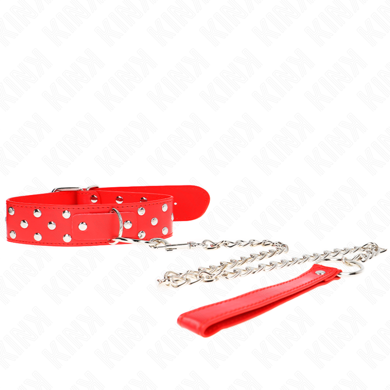 Collier avec rivets et anneau rouge - KINK