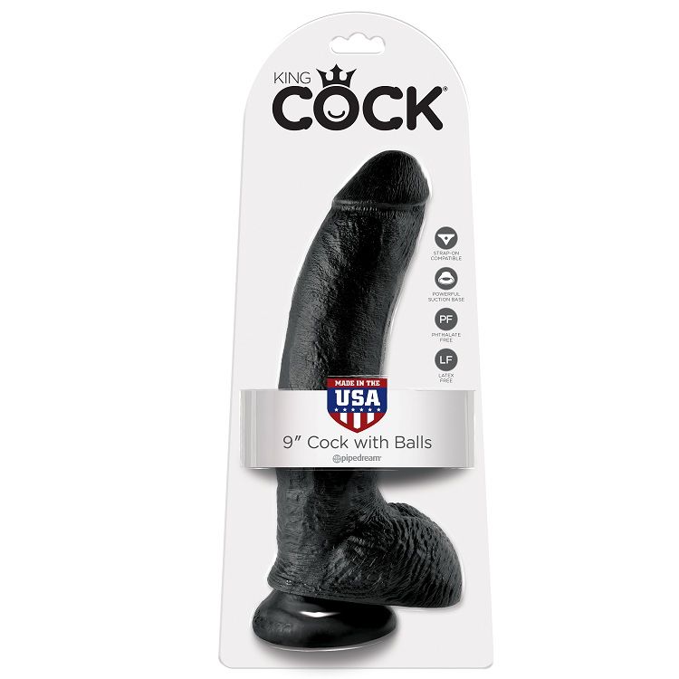 KING COCK 9″ BITE NOIR AVEC BOULES 22,9 CM