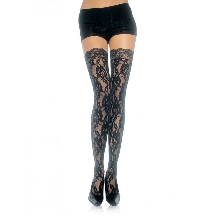 Bas noir dentelle taille unique – LEG AVENUE