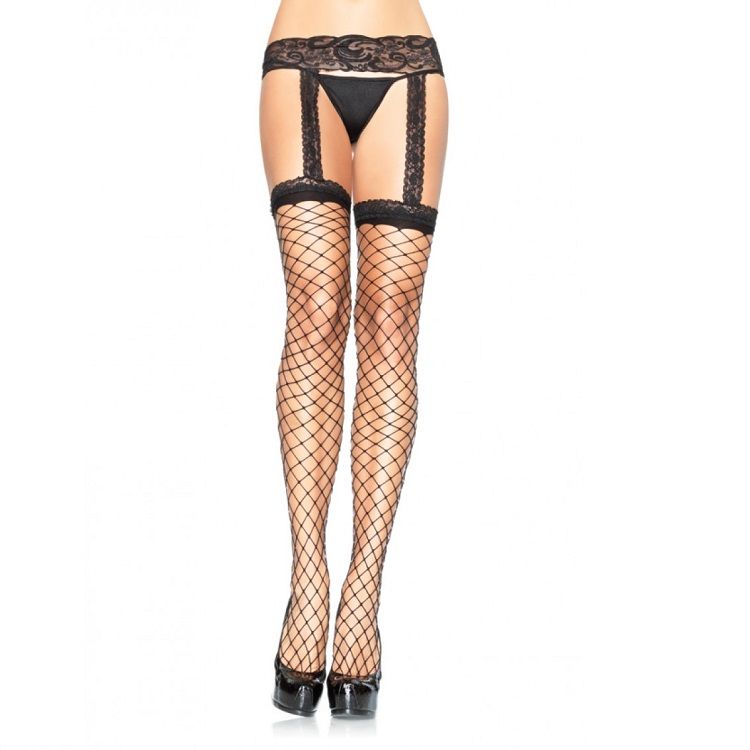 Porte-Jarretelle & bas inclus noir en dentelle taille unique – LEG AVENUE