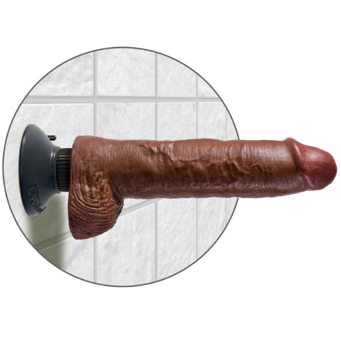 KING COCK 25,5 CM BITE VIBRANT AVEC BILLES MARRON